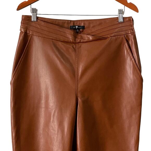 7 For All Mankind Womens Brown Faux Leather Pants Large Tan Boho Western Cowgirl - Picture 3 of 12